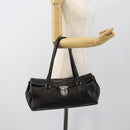 PRADA Hand Bag Leather Black Silver Auth 185946SAV-25