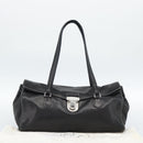 PRADA Hand Bag Leather Black Silver Auth 185946SAV-12