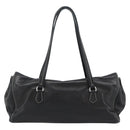 PRADA Hand Bag Leather Black Silver Auth 185946SAV-2