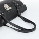 PRADA Hand Bag Leather Black Silver Auth 185946SAV-7