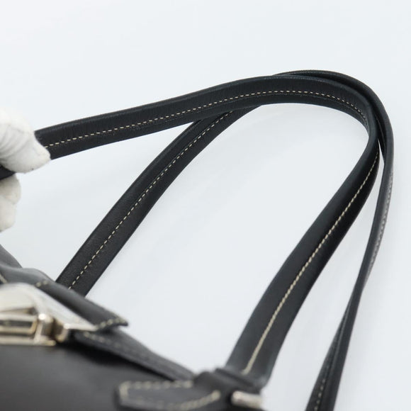 PRADA Hand Bag Leather Black Silver Auth 185946SAV