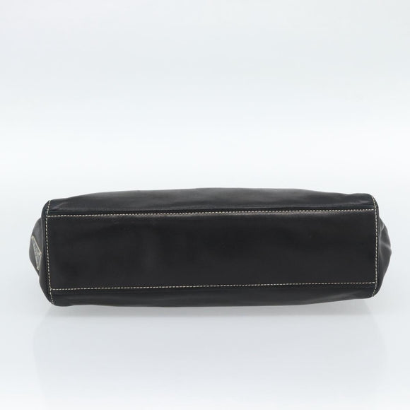 PRADA Hand Bag Leather Black Silver Auth 185946SAV