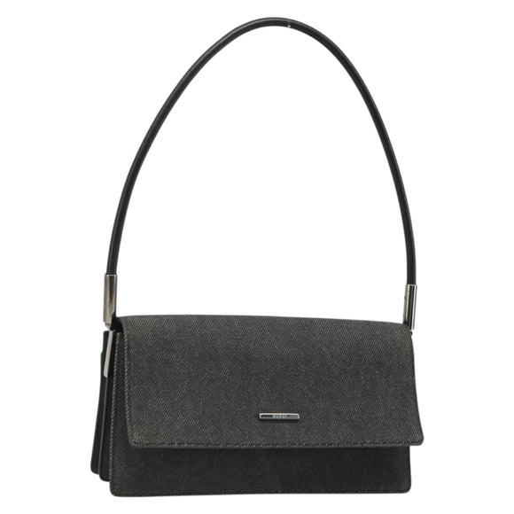 GUCCI Accessory Pouch Denim Black Silver 01235 Auth 185948A
