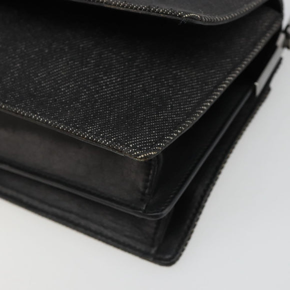 GUCCI Accessory Pouch Denim Black Silver 01235 Auth 185948A