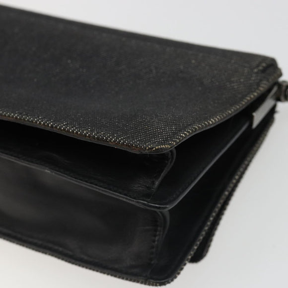 GUCCI Accessory Pouch Denim Black Silver 01235 Auth 185948A