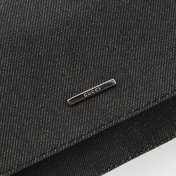 GUCCI Accessory Pouch Denim Black Silver 01235 Auth 185948A