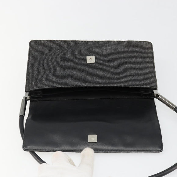 GUCCI Accessory Pouch Denim Black Silver 01235 Auth 185948A