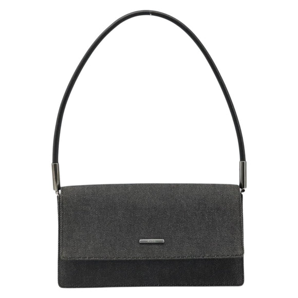 GUCCI Accessory Pouch Denim Black Silver 01235 Auth 185948A