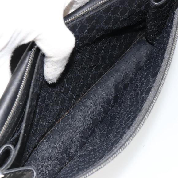 GUCCI Accessory Pouch Denim Black Silver 01235 Auth 185948A