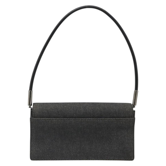 GUCCI Accessory Pouch Denim Black Silver 01235 Auth 185948A