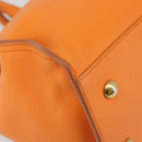 SAINT LAURENT Cabas Mini Hand Bag Leather 2way Orange Gold Auth 185950A-16