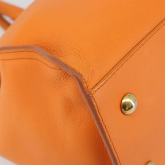 SAINT LAURENT Cabas Mini Hand Bag Leather 2way Orange Gold Auth 185950A