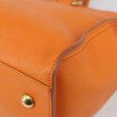 SAINT LAURENT Cabas Mini Hand Bag Leather 2way Orange Gold Auth 185950A-17