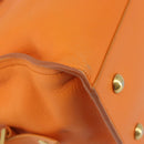 SAINT LAURENT Cabas Mini Hand Bag Leather 2way Orange Gold Auth 185950A-18