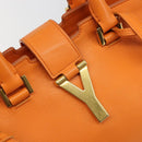 SAINT LAURENT Cabas Mini Hand Bag Leather 2way Orange Gold Auth 185950A-19