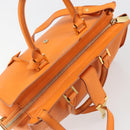 SAINT LAURENT Cabas Mini Hand Bag Leather 2way Orange Gold Auth 185950A-21