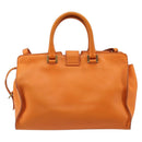 SAINT LAURENT Cabas Mini Hand Bag Leather 2way Orange Gold Auth 185950A-2