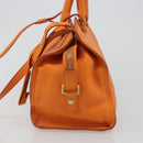 SAINT LAURENT Cabas Mini Hand Bag Leather 2way Orange Gold Auth 185950A-3