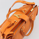 SAINT LAURENT Cabas Mini Hand Bag Leather 2way Orange Gold Auth 185950A-6