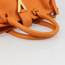 SAINT LAURENT Cabas Mini Hand Bag Leather 2way Orange Gold Auth 185950A-7