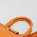 SAINT LAURENT Cabas Mini Hand Bag Leather 2way Orange Gold Auth 185950A-14