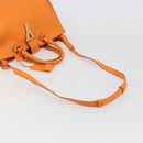 SAINT LAURENT Cabas Mini Hand Bag Leather 2way Orange Gold Auth 185950A-8