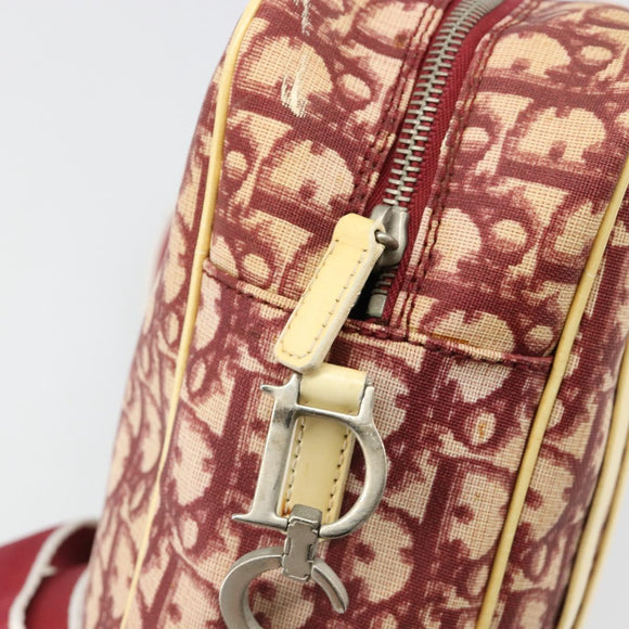 Christian Dior Trotter Canvas Shoulder Bag PVC Red Silver Auth 185951