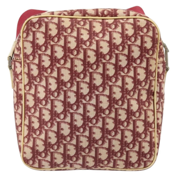 Christian Dior Trotter Canvas Shoulder Bag PVC Red Silver Auth 185951