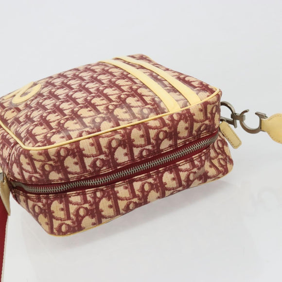 Christian Dior Trotter Canvas Shoulder Bag PVC Red Silver Auth 185951
