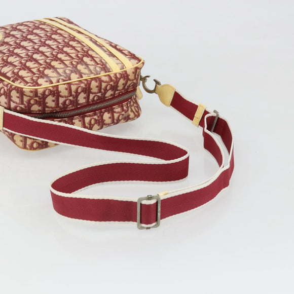 Christian Dior Trotter Canvas Shoulder Bag PVC Red Silver Auth 185951
