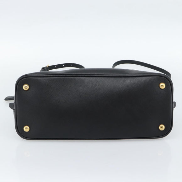 PRADA Hand Bag Saffiano leather 2way Black Gold Auth 185952SAM
