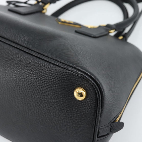 PRADA Hand Bag Saffiano leather 2way Black Gold Auth 185952SAM