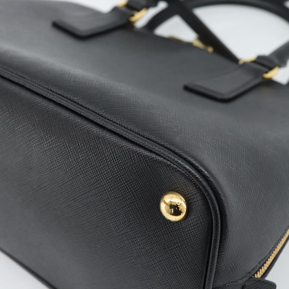 PRADA Hand Bag Saffiano leather 2way Black Gold Auth 185952SAM
