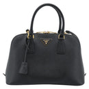 PRADA Hand Bag Saffiano leather 2way Black Gold Auth 185952SAM-13