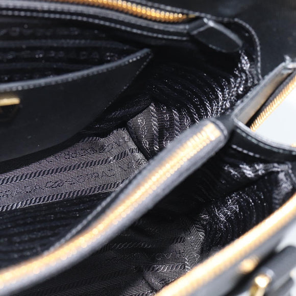 PRADA Hand Bag Saffiano leather 2way Black Gold Auth 185952SAM