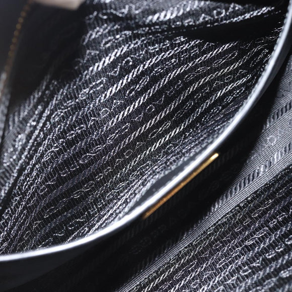 PRADA Hand Bag Saffiano leather 2way Black Gold Auth 185952SAM