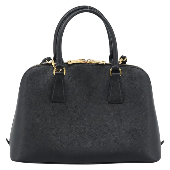 PRADA Hand Bag Saffiano leather 2way Black Gold Auth 185952SAM
