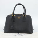 PRADA Hand Bag Saffiano leather 2way Black Gold Auth 185952SAM-12