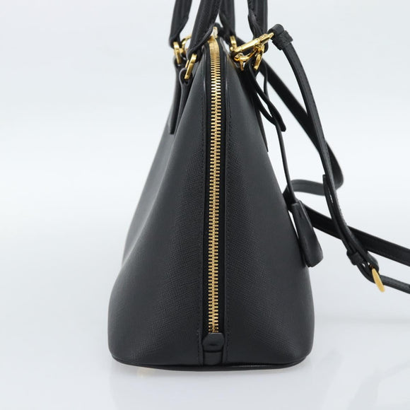 PRADA Hand Bag Saffiano leather 2way Black Gold Auth 185952SAM