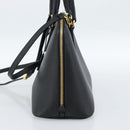 PRADA Hand Bag Saffiano leather 2way Black Gold Auth 185952SAM-4