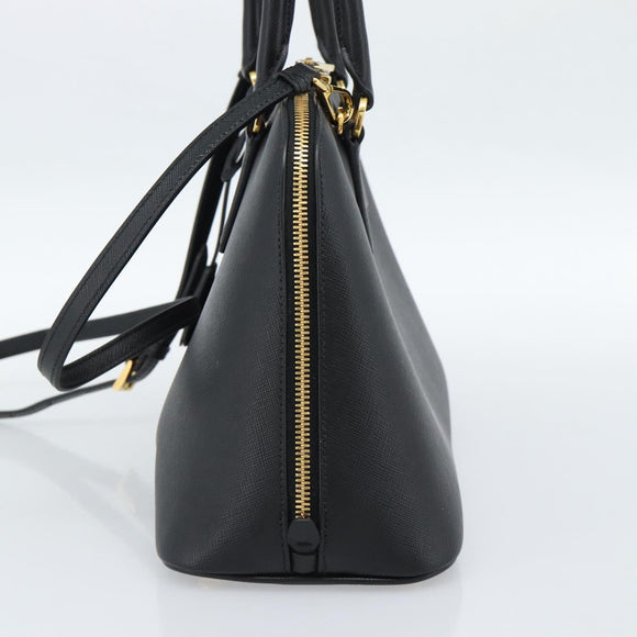 PRADA Hand Bag Saffiano leather 2way Black Gold Auth 185952SAM