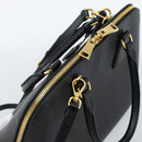 PRADA Hand Bag Saffiano leather 2way Black Gold Auth 185952SAM-6