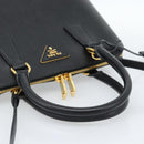 PRADA Hand Bag Saffiano leather 2way Black Gold Auth 185952SAM-7