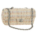 CHANEL Chain Matelasse 23 Shoulder Bag tweed Pink Silver CC Auth 185953SAM-1