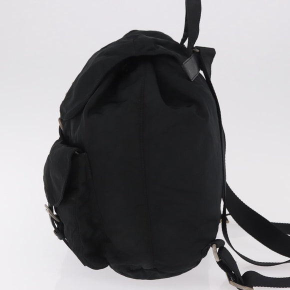 PRADA Backpack Nylon Black Silver Auth 185957