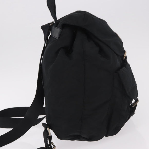 PRADA Backpack Nylon Black Silver Auth 185957