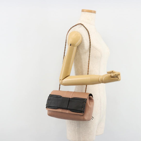 Chloe Chain June Shoulder Bag Leather Pink Gold Auth 185958A
