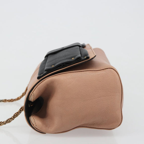 Chloe Chain June Shoulder Bag Leather Pink Gold Auth 185958A
