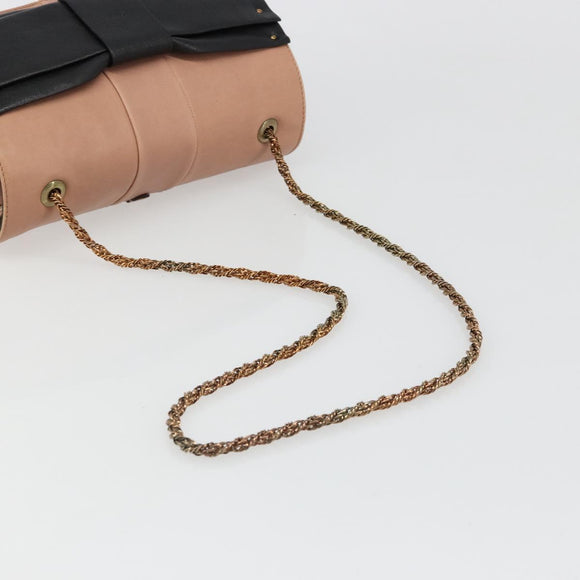 Chloe Chain June Shoulder Bag Leather Pink Gold Auth 185958A
