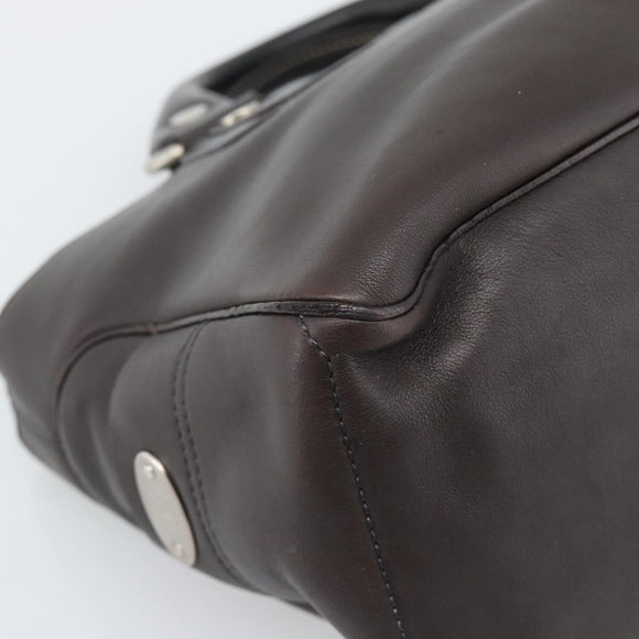 CELINE Boogie Bag Hand Bag Leather Dark Brown Auth 185959